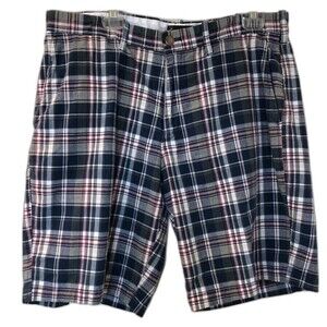 Eddie Bauer Men's Blue Plaid Bermuda Shorts Preppy Casual Designer Size 36